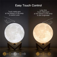 Lámpara de luna con impresión 3D creativa, luces LED de noche recargables, 2 colores, bola táctil, lámpara de Luna, decoración del hogar, dormitorio, regalos de cumpleaños - details 3
