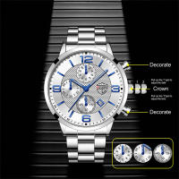 Reloj De Negocios De Lujo Para Hombre Reloj De Pulsera Cuarzo Con Línea De Tiempo Calendario Y Manos Luminosas Material De Correa De Cuero - details 5