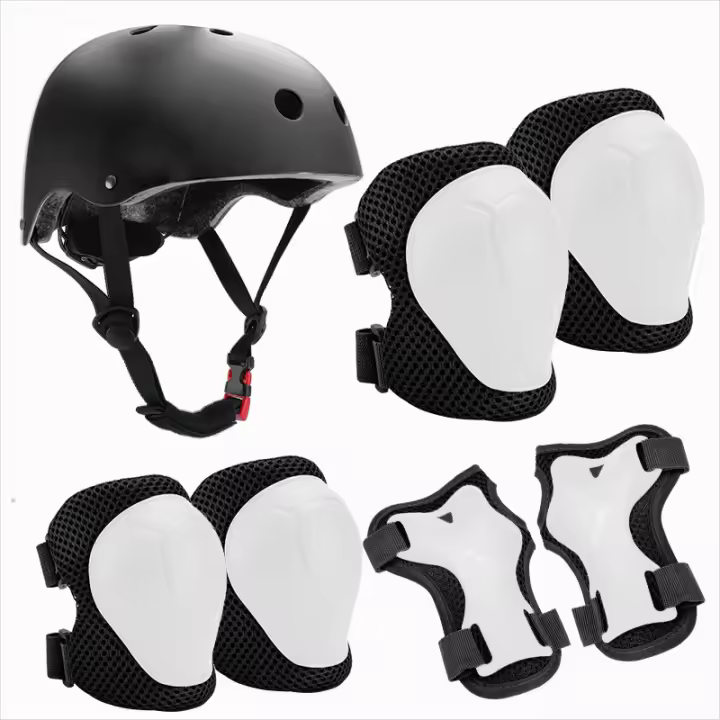 Juego de casco y protectores para niños de 3 a 10 años, cascos de bicicleta, cascos de patineta para niños y niñas, juego de rodilleras, coderas y muñequeras, para ciclismo, patinaje sobre ruedas y patineta Una variedad de colores disponibles. - 1