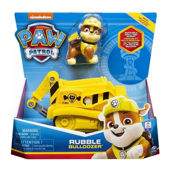 Spin Master Excavadora Patrulla Canina con Figura Rubble - Vehículo de Construcción con Ruedas Giratorias y Taladro Móvil - 1