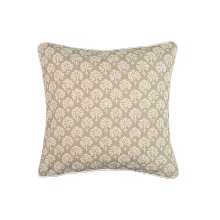 Cojin Lino Flores Verde 45x13x45 Cm - 1