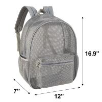 Mochila De Red Sencilla Para Viajes Al Aire Libre Y Playa Estilo Trendy Para Estudiantes Con Costuras De Denim Y Lining De Poliéster - details 9