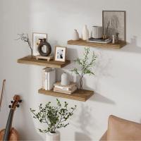 Estante Flotante De Madera Para Pared Estilo Rustico Organizador De Arte Y Almacenamiento Para Dormitorio Decoración Del Hogar Montaje En Pared - details 2