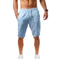 Pantalones cortos deportivos casuales de verano para hombre, de lino y algodón, transpirables y sueltos. - details 1