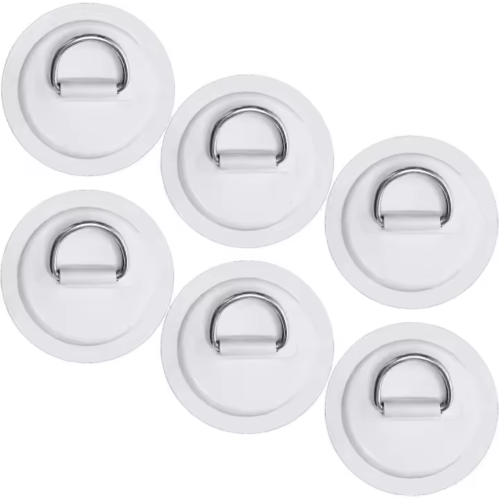 Parche de anillo en D de acero inoxidable (paquete de 6) para bote inflable, kayak, bote inflable SUP - 1