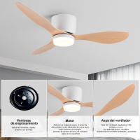 Hola LED Ventilador de Techo 42" con Luz LED Regulable – 3000K-6000K, Madera Claro, 85-265V - details 2