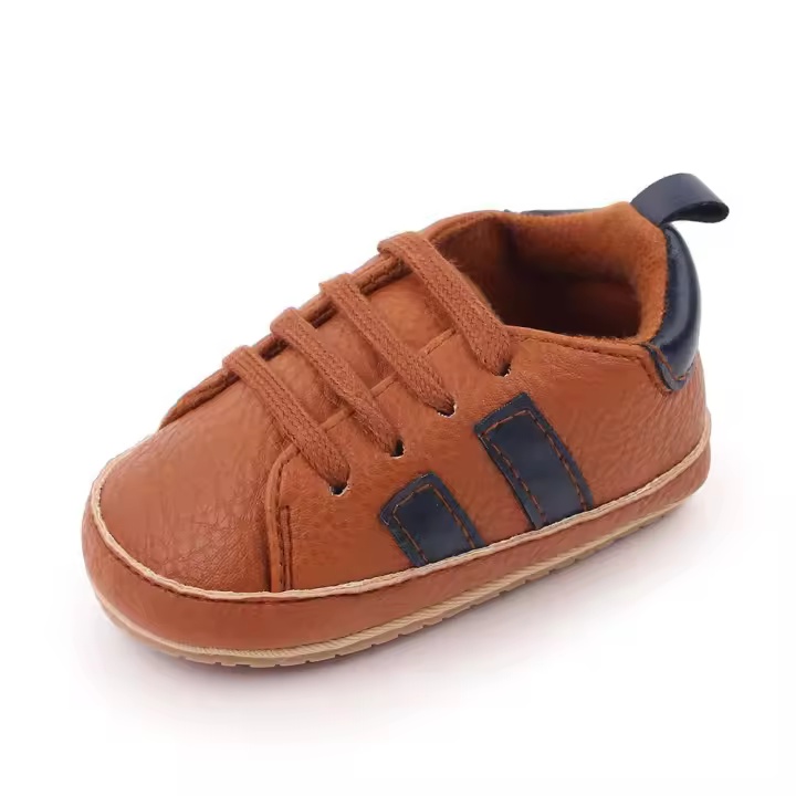 Zapatos Para Bebés Recién Nacidos Antideslizantes Niños Y Niñas Casual Moda Zapatos De Bajo Talón Suave Funda De Goma Cierre De Encaje - 1