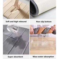 Alfombra De Baño De Velocidad Coral Con Patrón Rayado Super Absorbente Y Antideslizante Alfombrilla Para Puerta Material De Tela - details 5