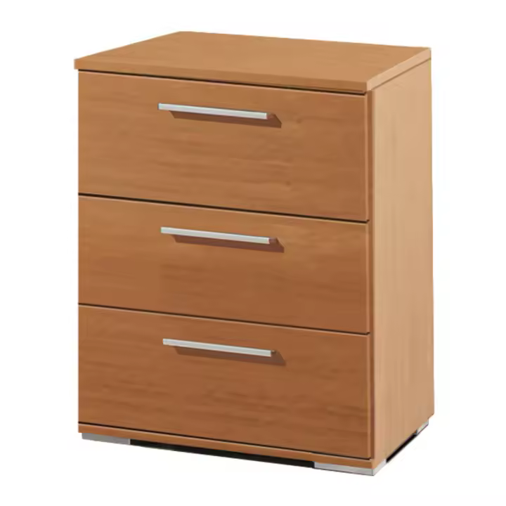 Mesita De Noche Clásica con 2 o 3 Cajones Color Cerezo Melamina Dormitorio Moderno - 1