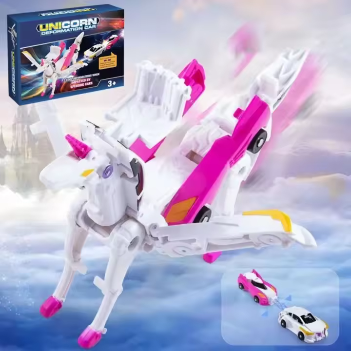 Coche Creativo Que Se Transforma En Unicornio Juguete De Plástico Con Alas Pegasus Modelo Inercial Para Niños De 0 a 12 Años - 1
