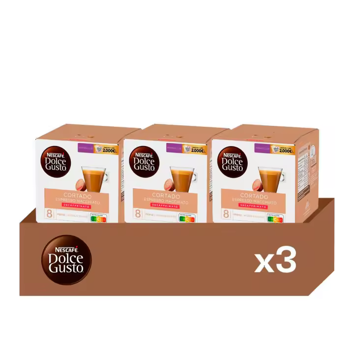 Cortado Descafeinado - Pack 3 Cajas de Café (48 uds) | Sabor Intenso y Suave, Toque de Leche - 1