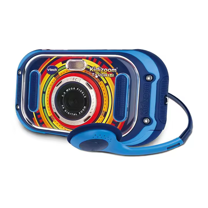 VTech - Kidizoom Touch 5.0 Azul 163522: Cámara Digital Infantil +5 Años. 5 Mpx. 10 Funciones y 6 Juegos. Incluye Auriculares y Cable USB. ¡Fotos, Vídeos, Música y Diversión al Alcance de Tu Mano! - 1