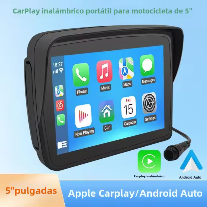  Pantalla HD Portátil Para Motocicleta De 5 Pulgadas IPX7 Impermeable Doble Canal Bluetooth GPS Wireless Apple Carplay Android Auto MotocarPlay - 1