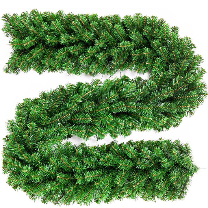 AYA MARKT Guirnalda de Navidad Artificial, 2.7m PVC Guirnalda de Abeto Guirnalda de Pino Frondoso, Navidad Decoradas al Aire Libre de Interior para la Fiesta de Navidad Chimenea Escalera
