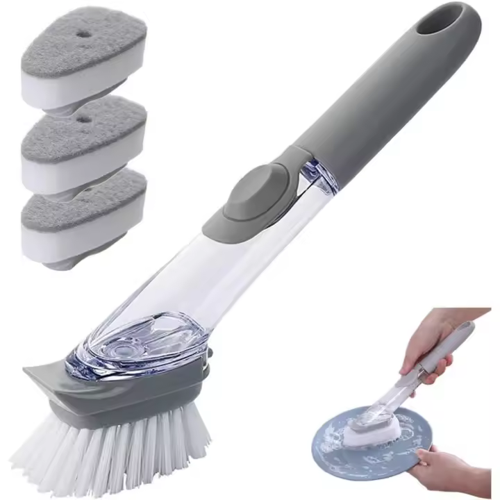 3 en 1 with Dispensador de limpieza, with 3 esponjas de limpieza y un Cuchillo de reposición para ollas y Platos (GRIs) - 1