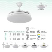Fabrilamp - Ventilador Dc Tridente 59w 4aspas Desp.107d 6980lm Reg.intensidad Remoto+temporizador+memoria 3000-4000-6000k Abierto 107 cm, Cerrado 50 cm - details 0