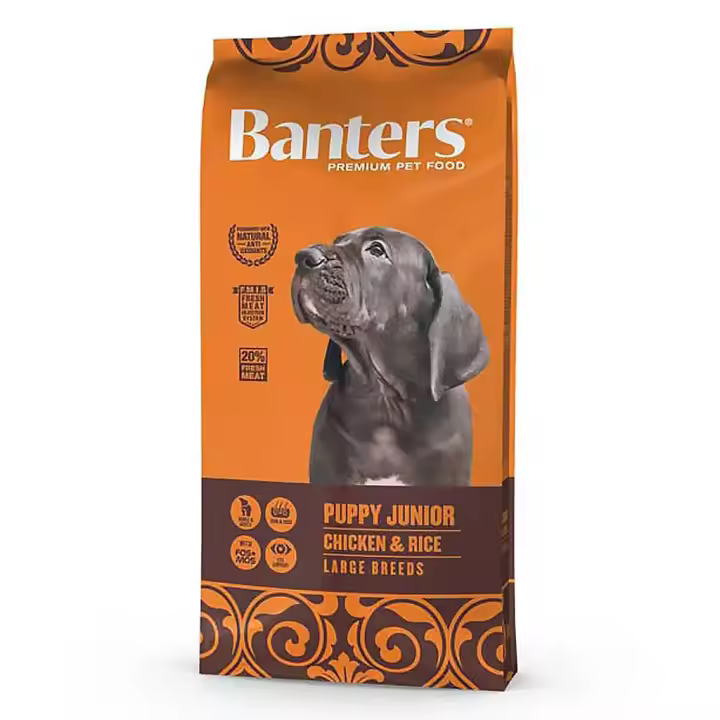 Banters Puppy & Junior para Perros Grandes, Alimento Seco para Cachorros con Pollo y Arroz - 1