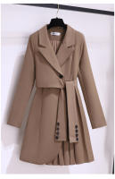 Vestido Traje Nueva 2024 Manga Larga Estilo Coreano En Caqui Blanco O Negro Con Cinturón Plisado Adecuado Para Invierno Ropa Caliente Para Mujer - details 7