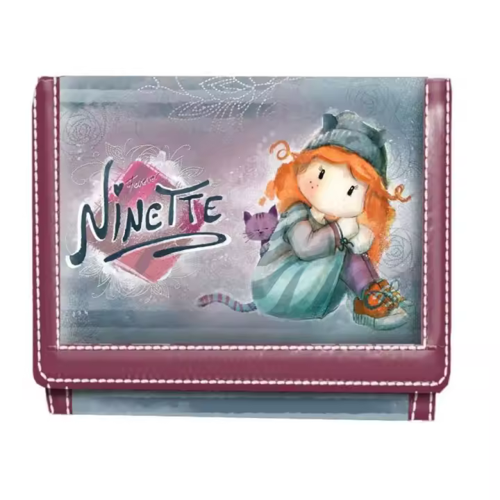 Cartera Ninette Morada con Estampado único y Varios Compartimentos Interiores - 1