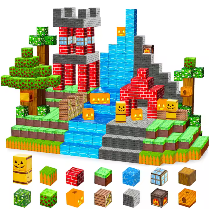 Juego De Bloques Magnéticos Creativos Para Niños Set De Cumpleaños Y Día De La International Children's Day Juguetes De Construcción Arquitectónica Cubica - 1