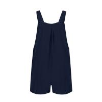 Traje De Mujer Casual De Algodón Lino Suave Con Pierna Ancha Y Bolsillos Estilo Callejero Cómodo Para Verano Color Sólido - details 18