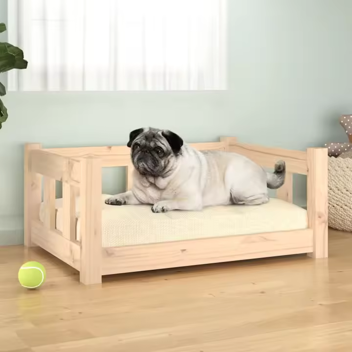 Cama para Perros Madera maciza de Pino 65,5x50,5x28 cm - 1