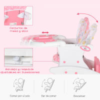 HOMCOM Trona para Bebés 2 en 1 para 6 Meses a 6 Años Transformable en Mesa y Silla Multifuncional Ajustable en 3 Posiciones Respaldo Alto Acolchado con 2 Bandejas Extraíbles 57x59x105 cm - details 4