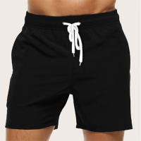 Shorts De Natación Para Hombre Verano Secado Rápido Shorts De Playa Con Bolsillos Laterales Y Encaje Interior Traje De Baño Monochromático - details 5