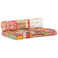 vidaXL Cojín para sofá de palés tela patchwork en color Multicolor/Añil/Gris | acolchados duraderos para sofás de jardín terraza exterior - details 0
