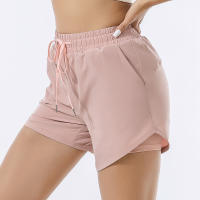 Shorts Deportivos Sueltos Para Mujer Cintura Alta Antideslizante Doble Capa Secado Rápido Entrenamiento Fitness Running - details 3