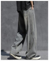 Machete Jeans Para Hombres Verano Nuevo Tendencia Pantalones Americanos Anchos Con Bolsillos Grandes Lavados Estilo Wide Leg - details 13