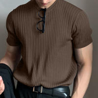 Camiseta De Verano Para Hombre Lujo Ligero Suéter De Lana Estilo Coreano Cuello Redondo Manga Larga Color Sólido Suave Básico Popular - details 4
