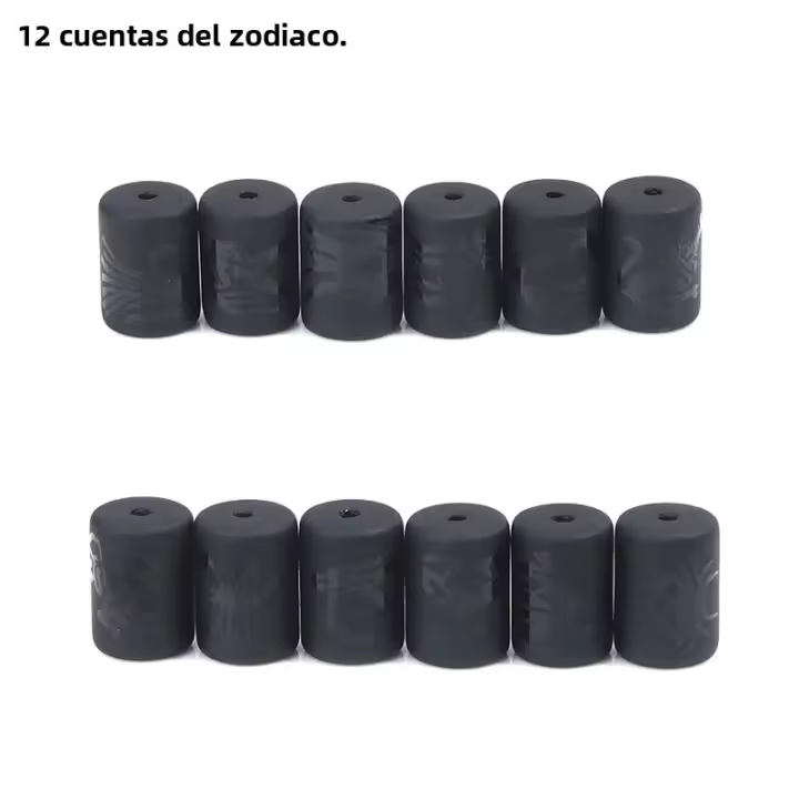 12 Encantos De Zodiacos Piedra Negra Mate Constelación Cylindre Colgante Para Hacer Joyas DIY Pulseras Encantos De Bead - 1
