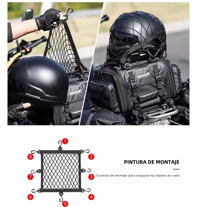 Bolsa De Almacenamiento Universal Para Casco De Motocicleta Red De Protección Extensible Accesorios De Malla Para Artículos - 1
