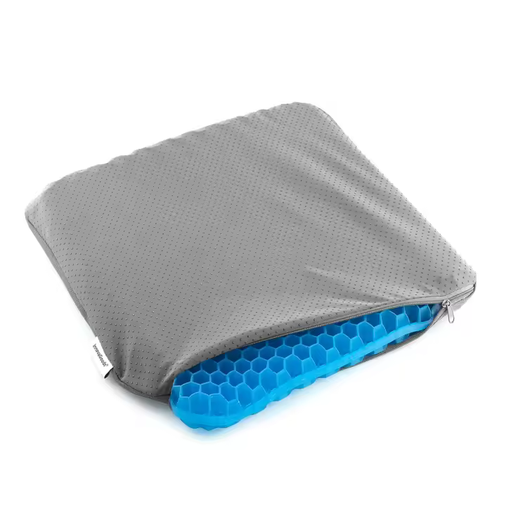 InnovaGoods® Cojín para Silla de Oficina Ergonómico con Gel de TPR. Panal de Abeja Hexafresh. Cojín Cuadrado Antideslizante y Refrigerante para Silla de Ruedas y Asiento de Coche de 39x37x3 cms - 1