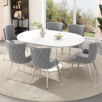 Silla de Salón de terciopelo, Juego de 4, Silla reclinable de lujo para la Sala de estar y el dormitorio con cuatro patias de soporte de metal Plisado - details 1