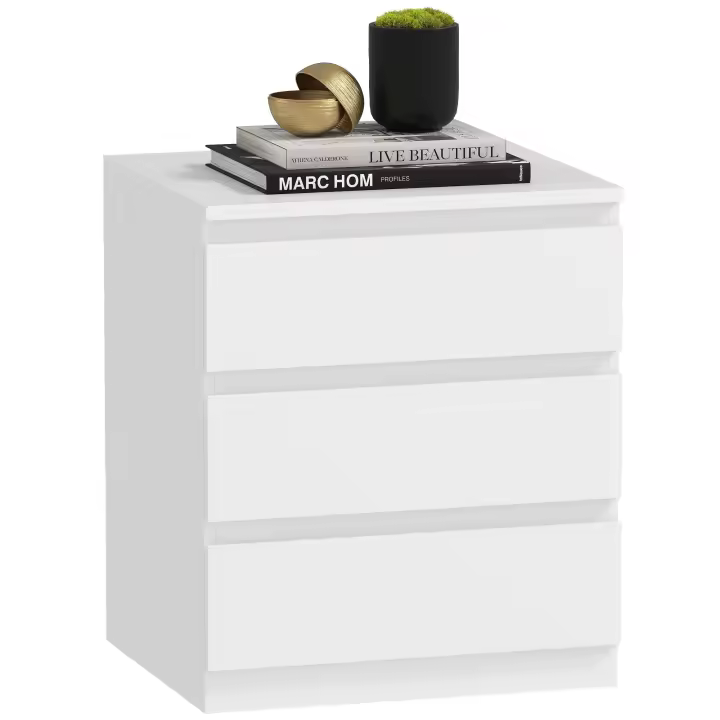 HOMCOM Cómoda Cajones con Cierre Suave, Cómoda Dormitorio, Cajonera para Salón, Oficina, Estilo Moderno, Blanco - 1