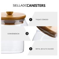 Juego De Botellas De Almacenamiento De Vidrio Con Tapa De Madera Gran Capacidad Para Alimentos Té Caramelos En La Cocina Jars Mason Airtight - details 4