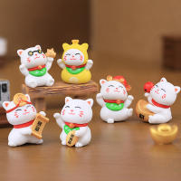 6pcs Estatua De Gato Chino Mini Decoración De Escritorio Para Dormitorio Y Sala De Estar Adorno De Hogar Material PVC - details 1