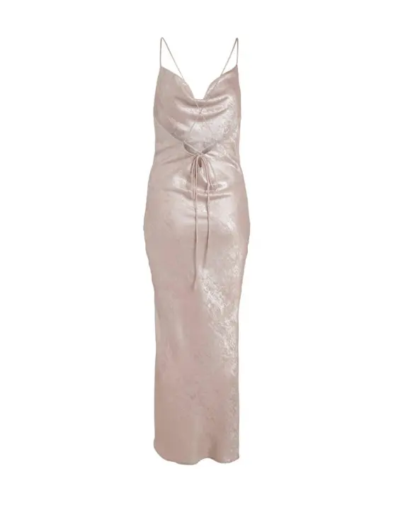 Vestido largo de tirantes Vila rosa con brillo de mujer - 1