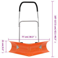 vidaXL Pala quitanieves de doble ángulo mango extensible acero naranja 77 cm - details 6