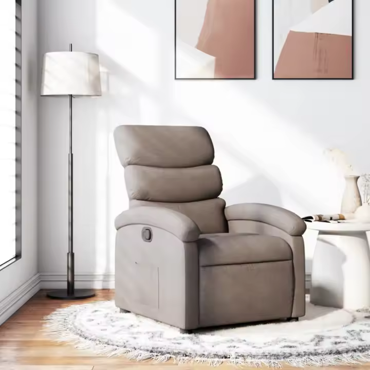 vidaXL Sillón reclinable de tela gris taupe en color Taupé/Rojo vino tinto/Marrón y más - 1