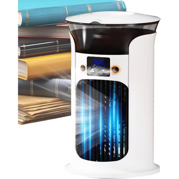 Aire acondicionado, ordenador portátil, ventilador de refrigeración de escritorio, mando a distancia con diseño compacto y función de luz para uso interior o exterior, 10,04 x 6,02 x 6,02 x 6,02 - 1
