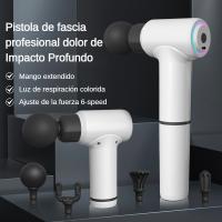 Pistola de Masaje Profesional con Mango Extendido Desmontado, Masajeadora de TejidoMuscular Profundo con 6 Grados Ajustables, 4 Cabezas de Masaje, con Luz Fría para Respiración, para Alivio de Dolor Muscular - details 1