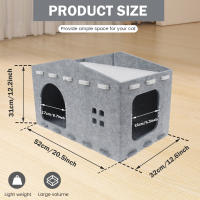 Casa De Gato De Dos Capas En Piel De Manta Mueble Multifuncional Para Mascotas Pequeñas Cama Desmontable Para Gato Perro Bebé - details 0