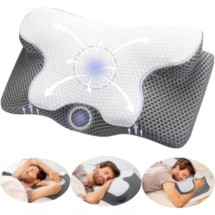 Almohada Cervicales y Cuello Almohada Cervical de Espuma Viscoelastica Memoria Almohadas Ergonómico para Dormir de Lado y Boca Arriba Almohada Ortopedica (Style1:60 * 34 * 13/10cm) - 1