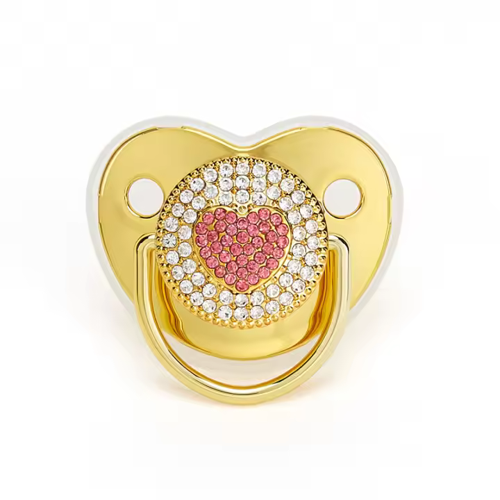 Nueva Chupete De Silicona Para Recién Nacidos Regalo De Baño De Bebé Con Diamantes BPA Free Chupón Para Bebés I Love Mum Dad - 1