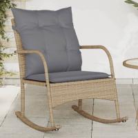 vidaXL Silla mecedora de jardín con cojines ratán sintético en color Negro/Gris claro/beige y gris y más | cómodas modernas ergonómicas para comedor cocina salón hogar - details 2