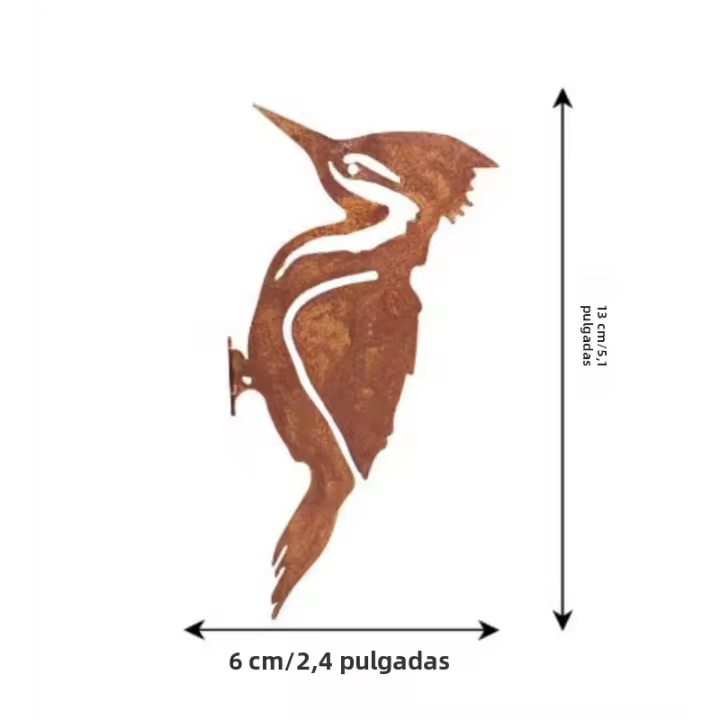 Adorno De Jardín Inspirado En Tiki: Siluetas De Picogordo Y Encina En Metal Rustico Ideal Para Casa Del Campo Y Jardinado - 1
