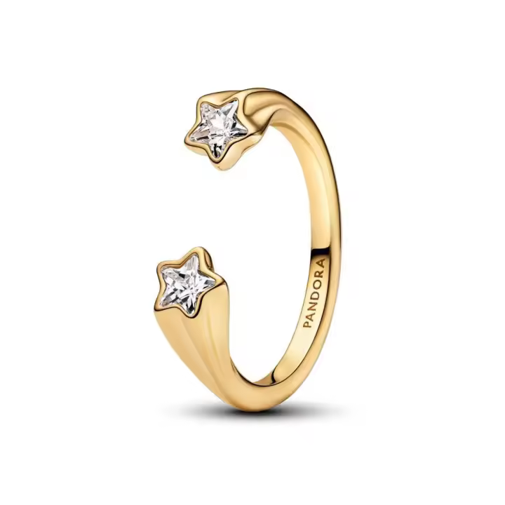 163582C01 - Anillo Abierto con un recubrimiento en oro de 14k Estrellas Fugaces | Pandora Oficial 163582C01 PANDORA Silver  Anillo Pandora original - 1